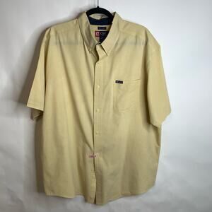 Chaps Easy Care Yellow Gold Check Short Sleeve Button Up Shirt Sz XXL